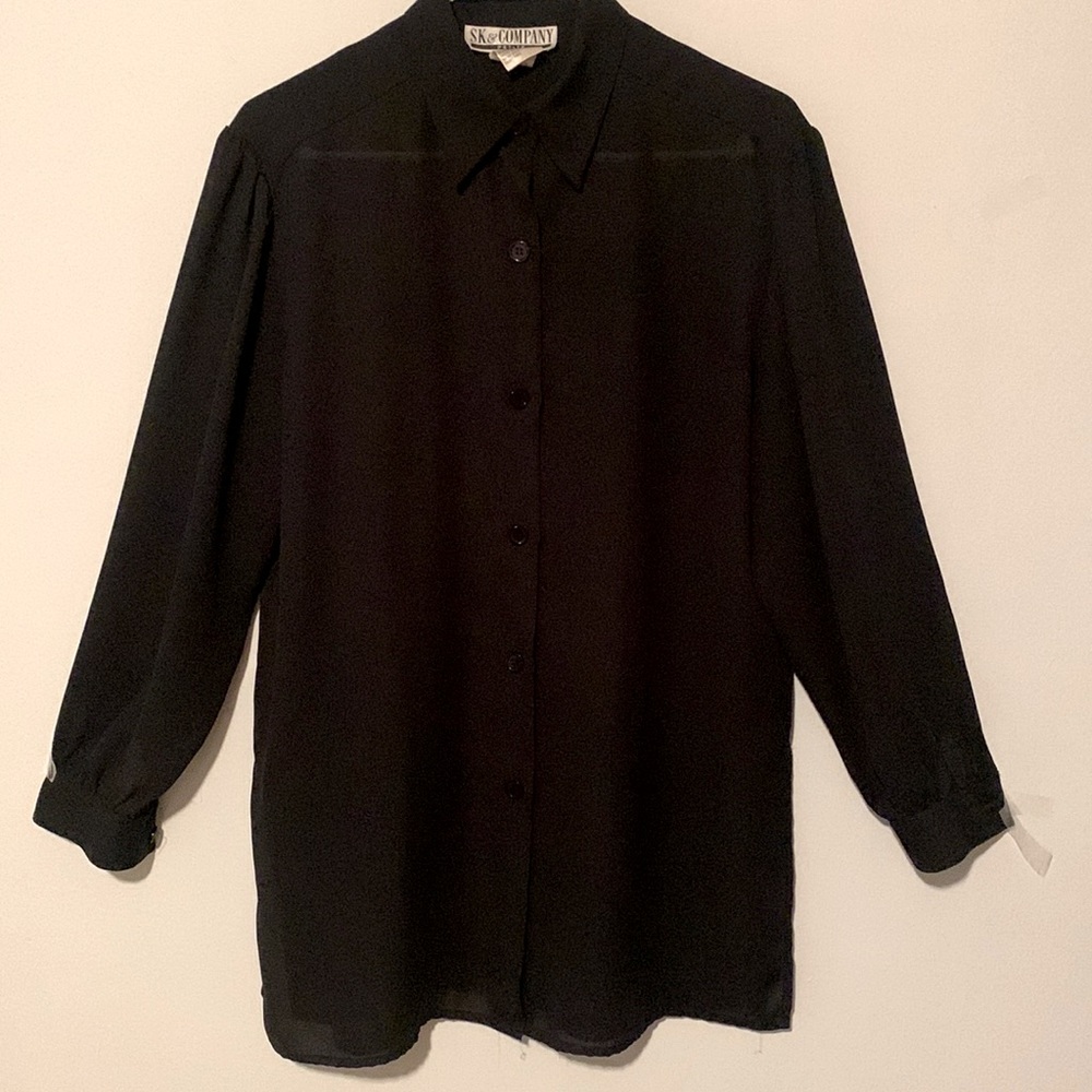 SK& Company Black Sheer Tunic Length Blouse